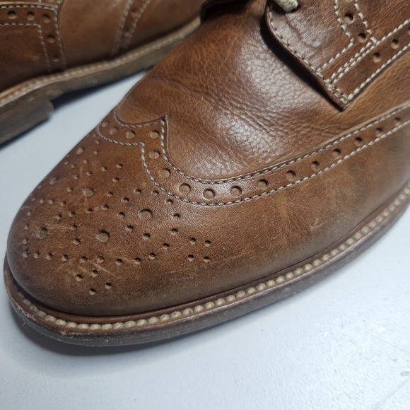 Brunello Cucinelli Mens Leather Wingtip Dress Shoes 43.5 Brown Made In Italy - Picture 13 of 16